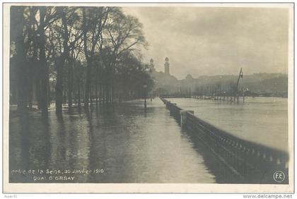 Dép 75 - Inondations de 1910 - Paris - Arrondissement 07 - Crue de la Seine 30 janvier 1910 - Quai d'Orsay - état
