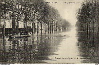 CPA Inondations CRue de la Seine Paris Avenue Montaigne