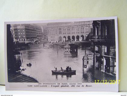PARIS (08°ARRONDISSEMENT) INONDATIONS DE PARIS. JANVIER 1910. GARE SAINT-LAZARE. L'ASPECT GENERAL, COTE RUE DE ROME.