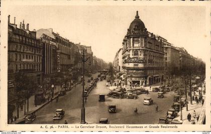 CPA Paris Le Carrefour Drouot Boulevard Hausseman et Grands Boulevards
