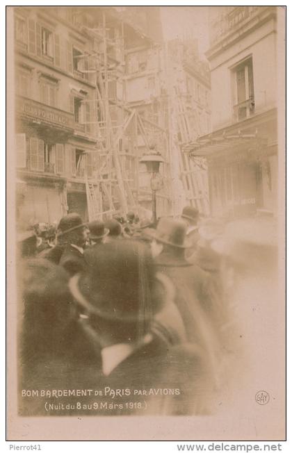 PPARIS - IXème arrondissement - BOMBARDEMENT DE PARIS PAR AVIONS - Nuit du 8 au 9/03/1918  - Rue Geoffroy Marie