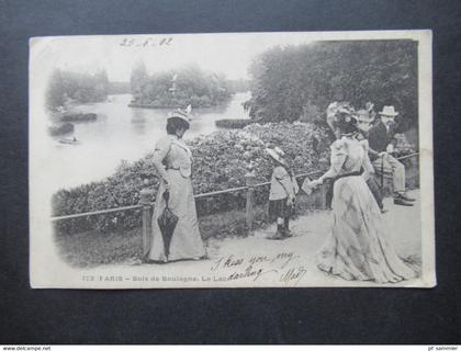 Frankreich 1902 AK Paris bois de boulogne le Lac Frauen / Männer und Kinder im Sonntagsdress