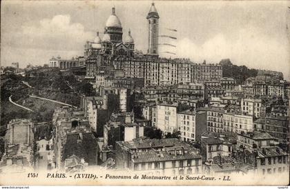 Paris - 18 - Panorama de Montmartre et Le Sacre Coeur - CPA