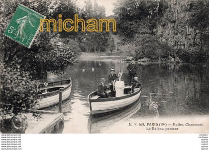 C P A   - 75 - PARIS - 19 em  - buttes chaumont le bateau passeur