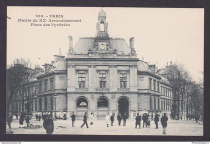 FRANCE, Postcard, Paris, Town Hall of the XX Arrondissement, Place des Pyrenees