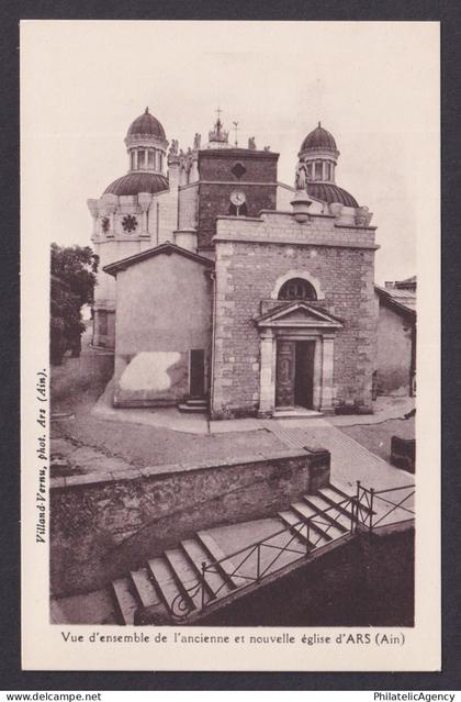 FRANCE, RPPC Postcard, Ars-sur-Formans, The old and new church