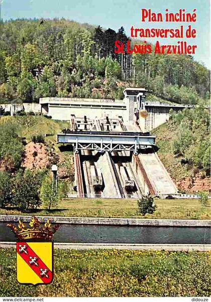 57 - Saint Louis - Arzviller - Le plan incliné transversal - Ascenseur à Bateaux - Blasons - Carte Neuve - CPM - Voir Sc