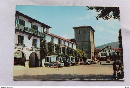Cpm 1961, Ascain, la place du village, Pyrénées atlantiques 64