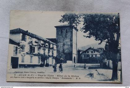 K742, Ascain, place de l'église, hôtel de la Rhûne, Pyrénées Atlantiques 64