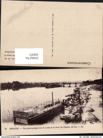 342471,Rhone-Alpes Loire Roanne Vue panoramique sur la Loire et le Pont du Chemin de Fer Brücke