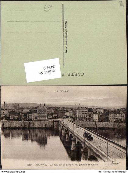 342472,Rhone-Alpes Loire Roanne Le Pont sur la Loire et Vue gefnerale du Coteau Brücke
