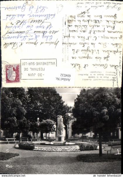 604532,Villeneuve-sur-Lot Place de la Liberte Monument Robert de la Myre-Mory Statue France