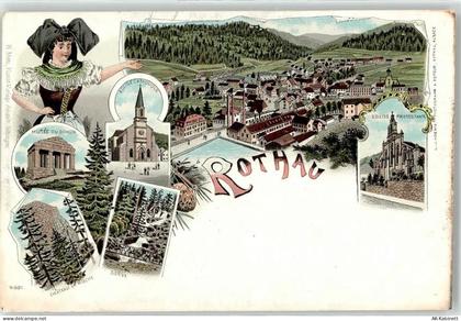 67570 Rothau Lithographie Tracht Ev. Kirche Kath. Kirche - 52256799