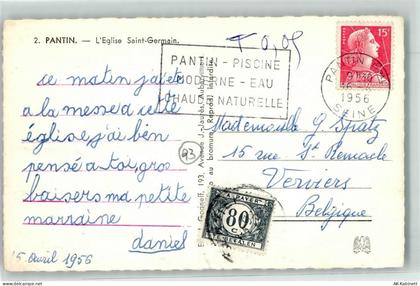93500 Pantin - Werbestempel Nachgebühr Destination Pantin Frankreich nac... - 39371325