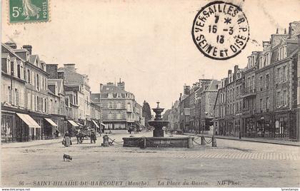 France 1913 Saint Hilaire du Harcouet Place du Bassin Fountain postcard