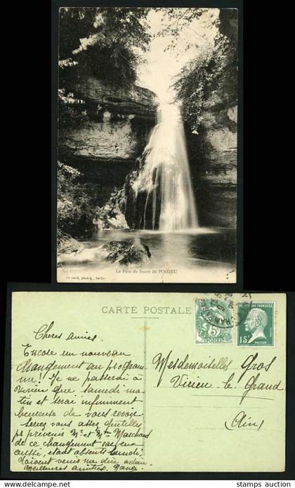 France 1925 PPC Waterfall Pain de Sucre de POISIEU Ain
