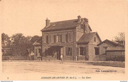 France Aubigny en Artois Gare Train Station vintage postcard B752