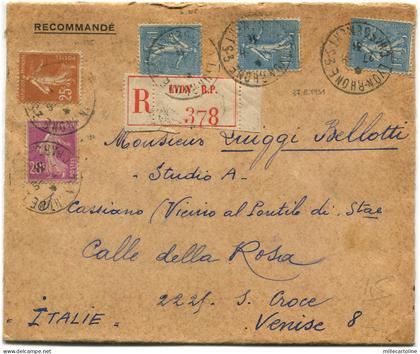 FRANCE, REGISTERED FROM LYON, 1931, 5 STAMPS "SOWER"         m