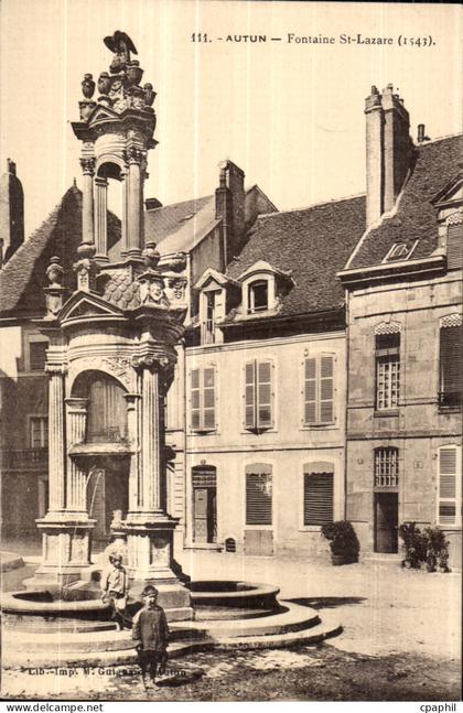 CPA Autun Fontaine St Lazare Enfants