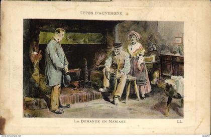 CPA Types d'Auvergne La Demande en Mariage