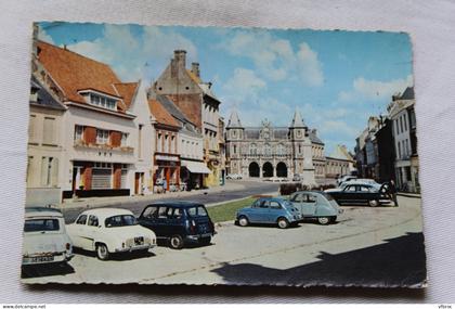 Cpm 1973, Auxi le Château, place de l'hôtel de ville, les PTT, Pas de Calais 62