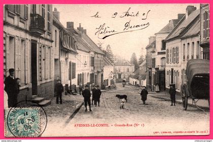Avesnes Le Comte - Grande Rue - Charrette - Animée - Librairie LABY - 1905