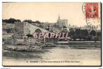CPA Avignon Le Pont Saint Benezet et le Palais de Papes