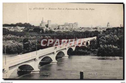 CPA Avignon Nouveau Pont et Panorama du Palais des Papes