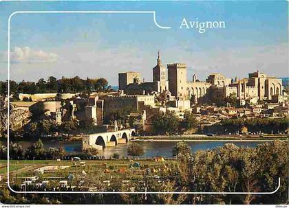 84 - Avignon - Le Palais des Papes - le Rhône - Le Pont St Bénézet et le rocher des Doms - Flamme Postale - Camping - CP