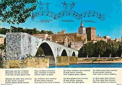 84 - Avignon - Le Pont Saint Bénézet - Le Palais des Papes - Partition - Paroles de chanson - CPM - Voir Scans Recto-Ver