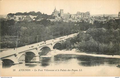 CPA Avignon Le Pont Villeneuve et Palais des Papes