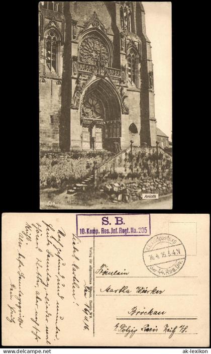 CPA Avioth Ortsansicht Eglise Kirche 1916  Feldpost  (mit S.B. Briefstempel)