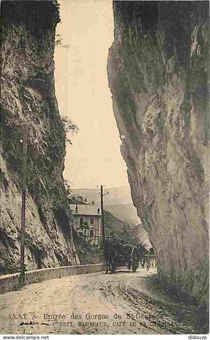 Carte Postale Ancienne - 11 - Axat - Entrée des Gorges de Saint Georges - Animée - Attelage de Chevaux - CPA - Voir Scan