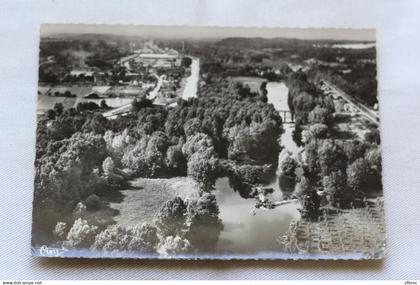 Cpm, Bagneaux sur Loing, vue aérienne sur le Loing et le canal, panorama sur les usines, Seine et Marne 77