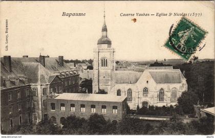 CPA BAPAUME-Caserne Vauban-Eglise St Nicolas (45651)