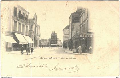 Carte Postale Ancienne de BAR SUR AUBE-La rue nationale