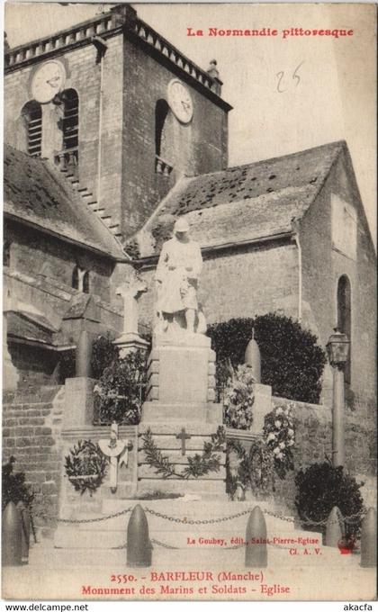 CPA BARFLEUR - Monument des Marins et Soldats - Église (149191)