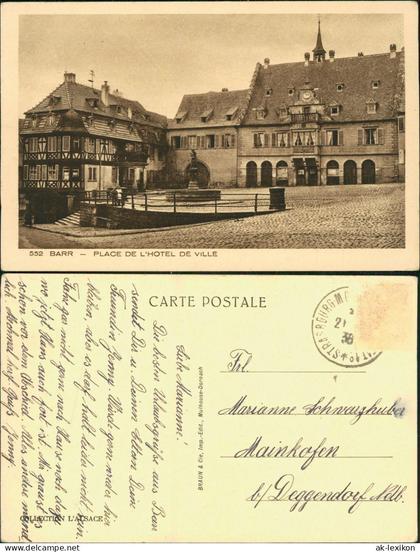 CPA Barr (Elsaß) Barr (Bas-Rhin) Place de L`Hotel de Ville 1928