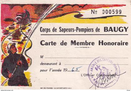 BAUGY(CARTE DE MEMBRE POMPIER)
