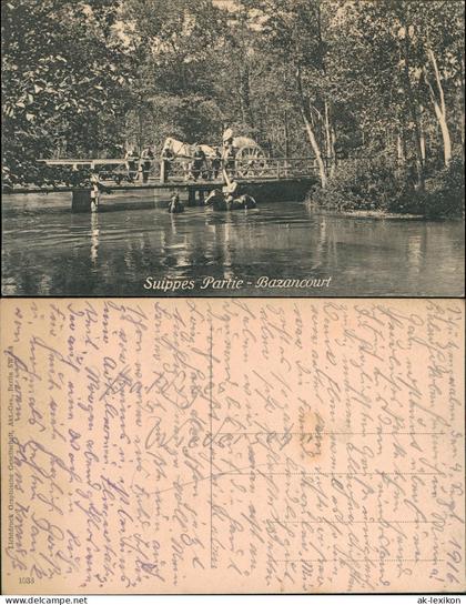 Bazancourt (Marne) Suippes Partie Bazancourt; Soldaten auf der Brücke 1915