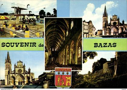 CPSM Bazas La Piscine La Cathedrale Les Remparts