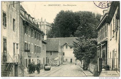 CPA BEAUCOURT RUE DAMPIERRE 1906