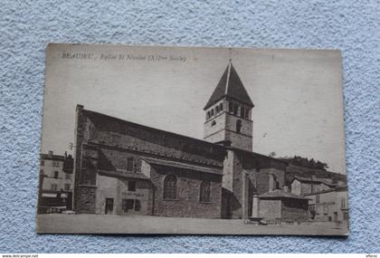 Cpa 1928, Beaujeu église saint Nicolas, Rhône 69