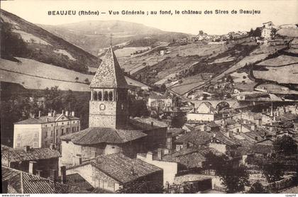 CPA Beaujeu Vue Generale Au Fond Le Chateau