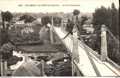CPA Beaumont Sur Sarthe Le Pont Suspendu