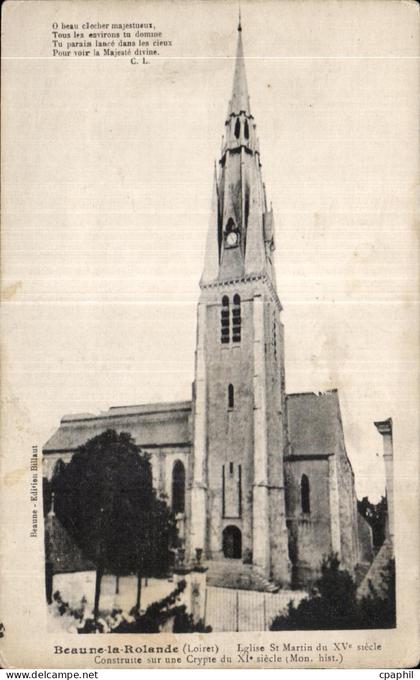 CPA Beaune la Rolande (Loiret) Eglise St Martin du XV e siecle Construite sur une Crypte du XI e siecle