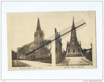 CPA  -  Beauval  - Ancienne Eglise (XIV e siècle )  -Nouvelle Eglise (1888-1938) - Cachet au verso:Abbé P.BOURDON curé