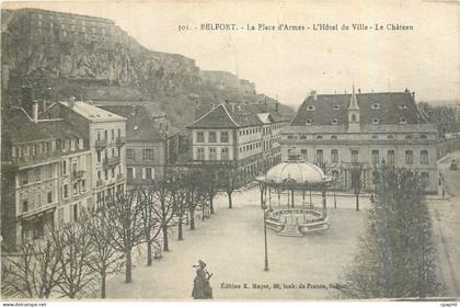 CPA Belfort La Place d'Armes L'Hotel de Ville Le Chateau