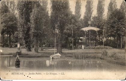 Bethune - Jardin Public - Le Kiosque - bateau - CPA
