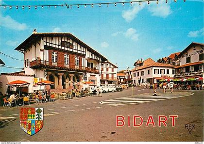 Carte Postale - 64 - Bidart - Place Sauveur Atchoarena - Automobiles - Blasons - Flamme Postale de Bidart - CPM - Voir S